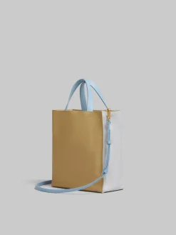 Tote Bags>Marni Museo Soft Mini Bag In Grey Beige And Blue Leather With Mending SODIUM/NOMAD/DUSY BLUE