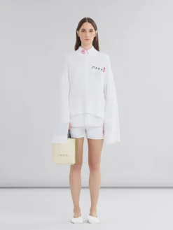 Tote Bags>Marni Museo Soft Mini Bag In Ivory And Brown Leather With Mending IVORY/CRETA/BLACK