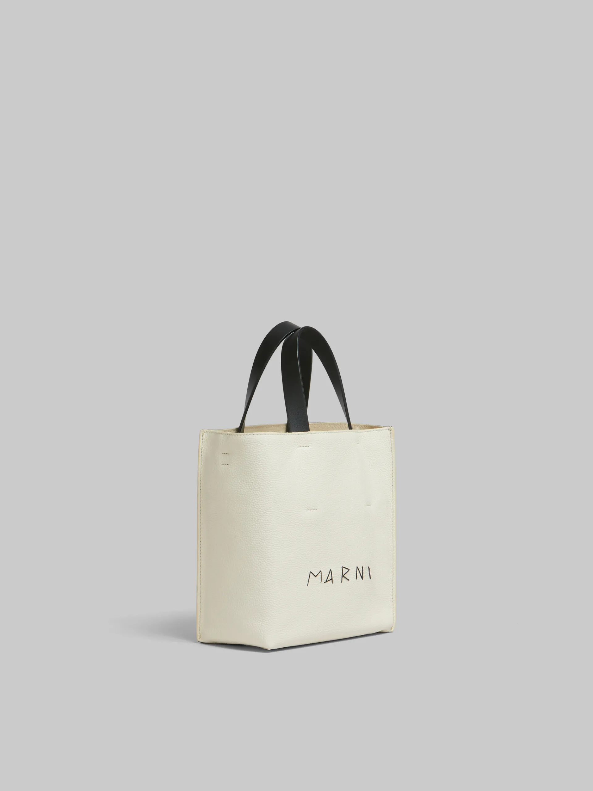 Tote Bags>Marni Museo Soft Mini Bag In Ivory And Brown Leather With Mending IVORY/CRETA/BLACK