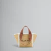Tote Bags>Marni Natural Macramé Sillo Small Shopper NATURAL/WHITE/RUST