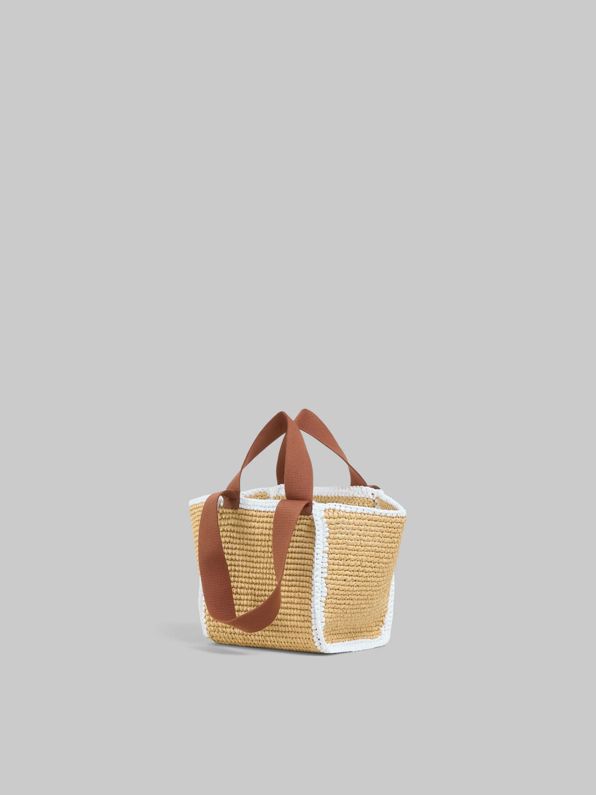 Tote Bags>Marni Natural Macramé Sillo Small Shopper NATURAL/WHITE/RUST