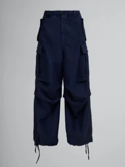 Pants>Marni Navy Organic Moleskin Cargo Pants LIGHTNAVY