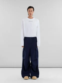 Pants>Marni Navy Organic Moleskin Cargo Pants LIGHTNAVY