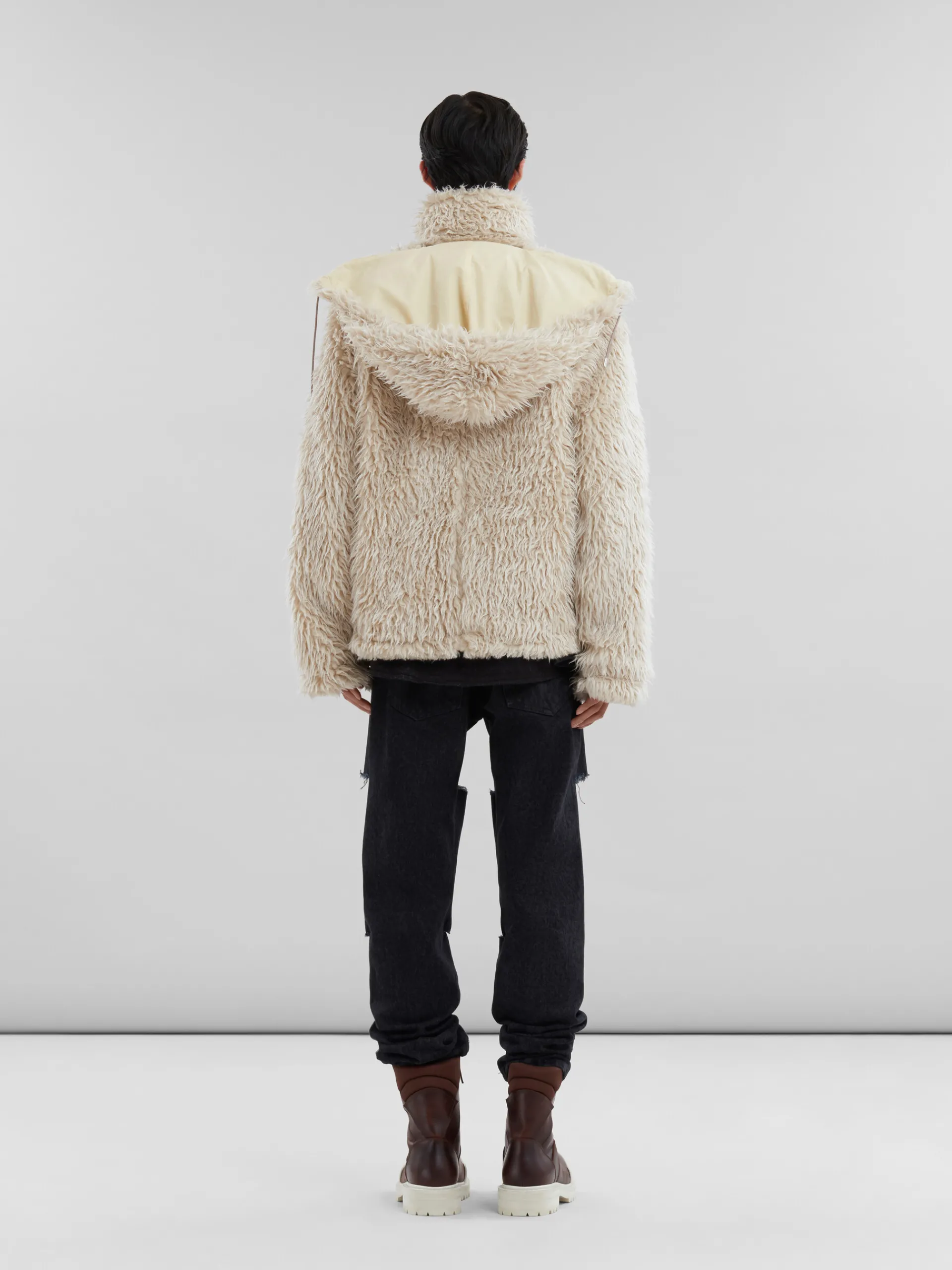 Coats & Jackets>Marni Oat Shaggy Jacket With Detachable Hood GLASS
