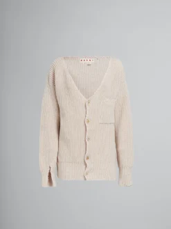Knitwear>Marni Oat Wool Cardigan With Mending NATURAL