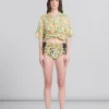 Pants>Marni Orange And Green Printed Organic Poplin Hot Pants LIGHTORANGE