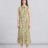 Dresses>Marni Orange And Green Printed Organic Poplin Mermaid Dress LIGHTORANGE