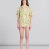 Matching Sets | Tops & T-Shirts>Marni Orange And Green Printed Linen Shirt BONE