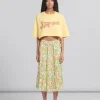 Matching Sets | Skirts>Marni Orange And Green Printed Linen Skirt With Flounce BONE