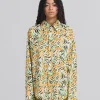 Matching Sets | Tops & T-Shirts>Marni Orange And Green Printed Organic Poplin Shirt LIGHTORANGE