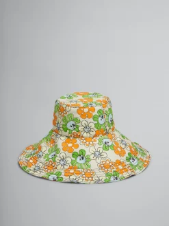 Hats>Marni Orange And Green Printed Organic Gabardine Hat BONE