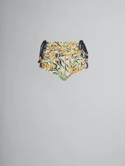 Pants>Marni Orange And Green Printed Organic Poplin Hot Pants LIGHTORANGE