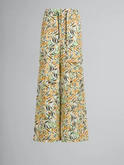 Matching Sets | Pants>Marni Orange And Green Printed Organic Poplin Hybrid Cargo Pants LIGHTORANGE