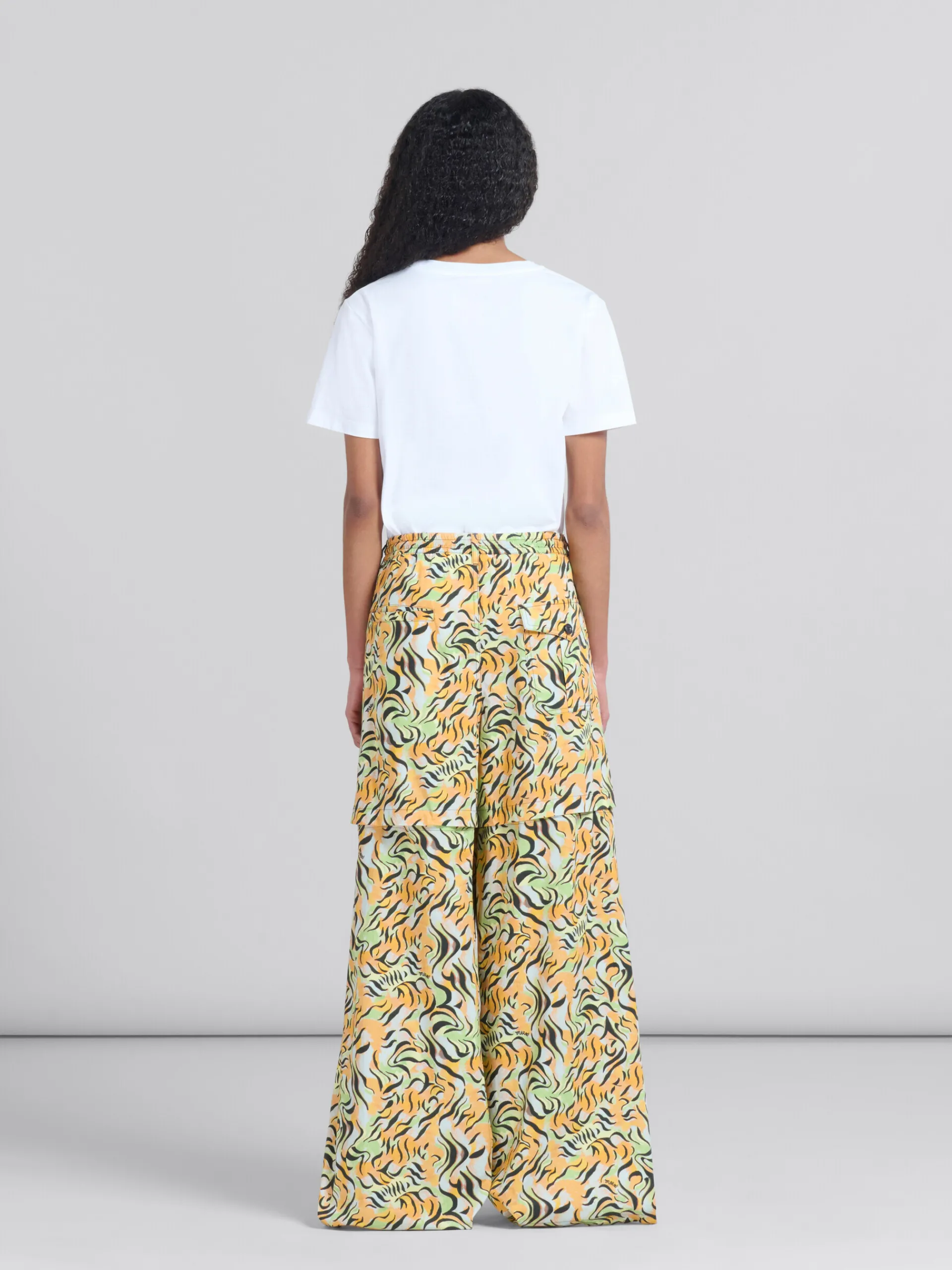 Matching Sets | Pants>Marni Orange And Green Printed Organic Poplin Hybrid Cargo Pants LIGHTORANGE