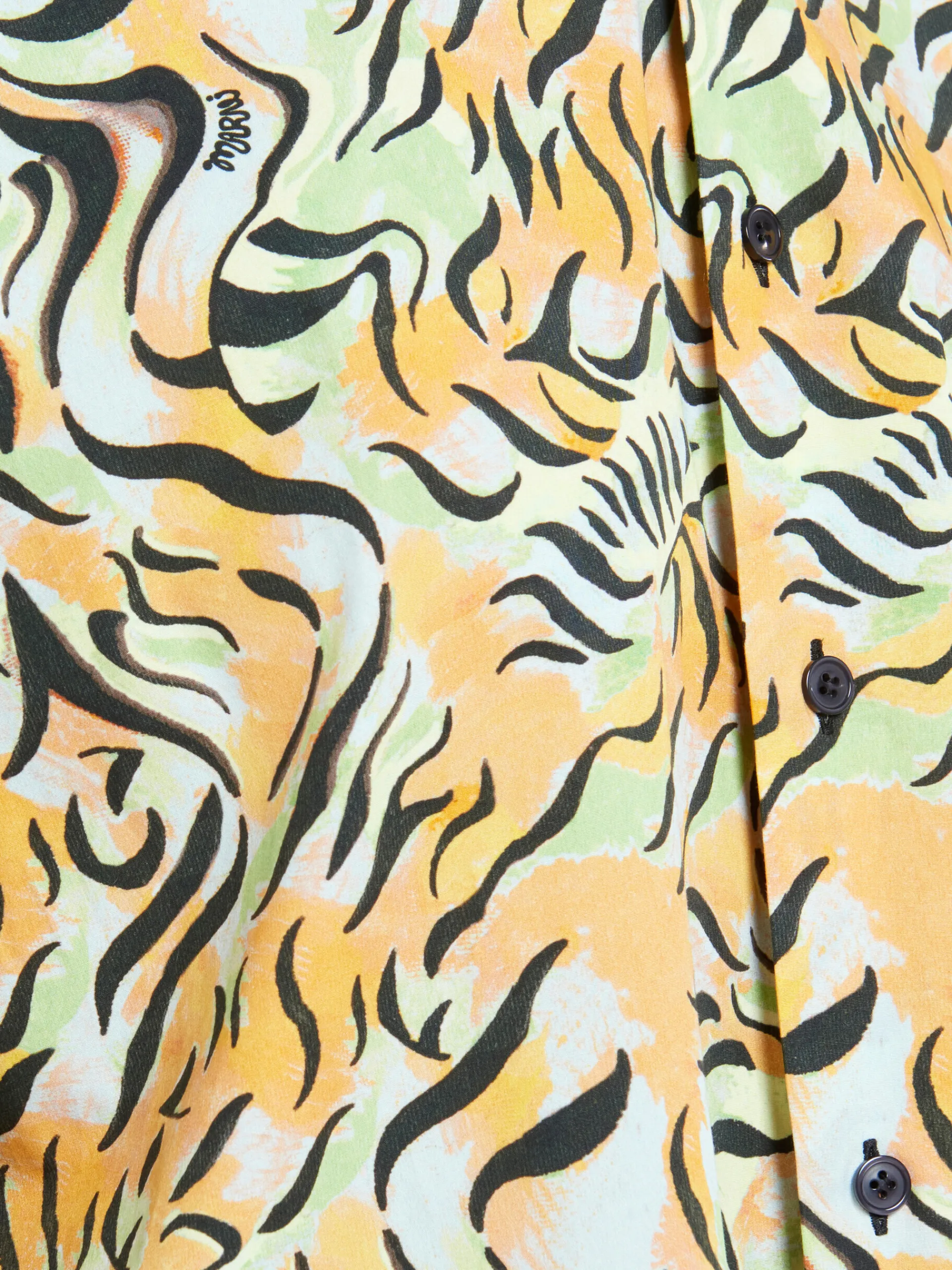 Matching Sets | Tops & T-Shirts>Marni Orange And Green Printed Organic Poplin Shirt LIGHTORANGE