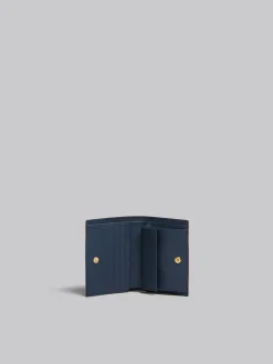 Wallets & Small Leather Goods>Marni Orange Cream And Deep Blue Saffiano Leather Bi-fold Wallet BRICK/TALC/NIGHT BLUE