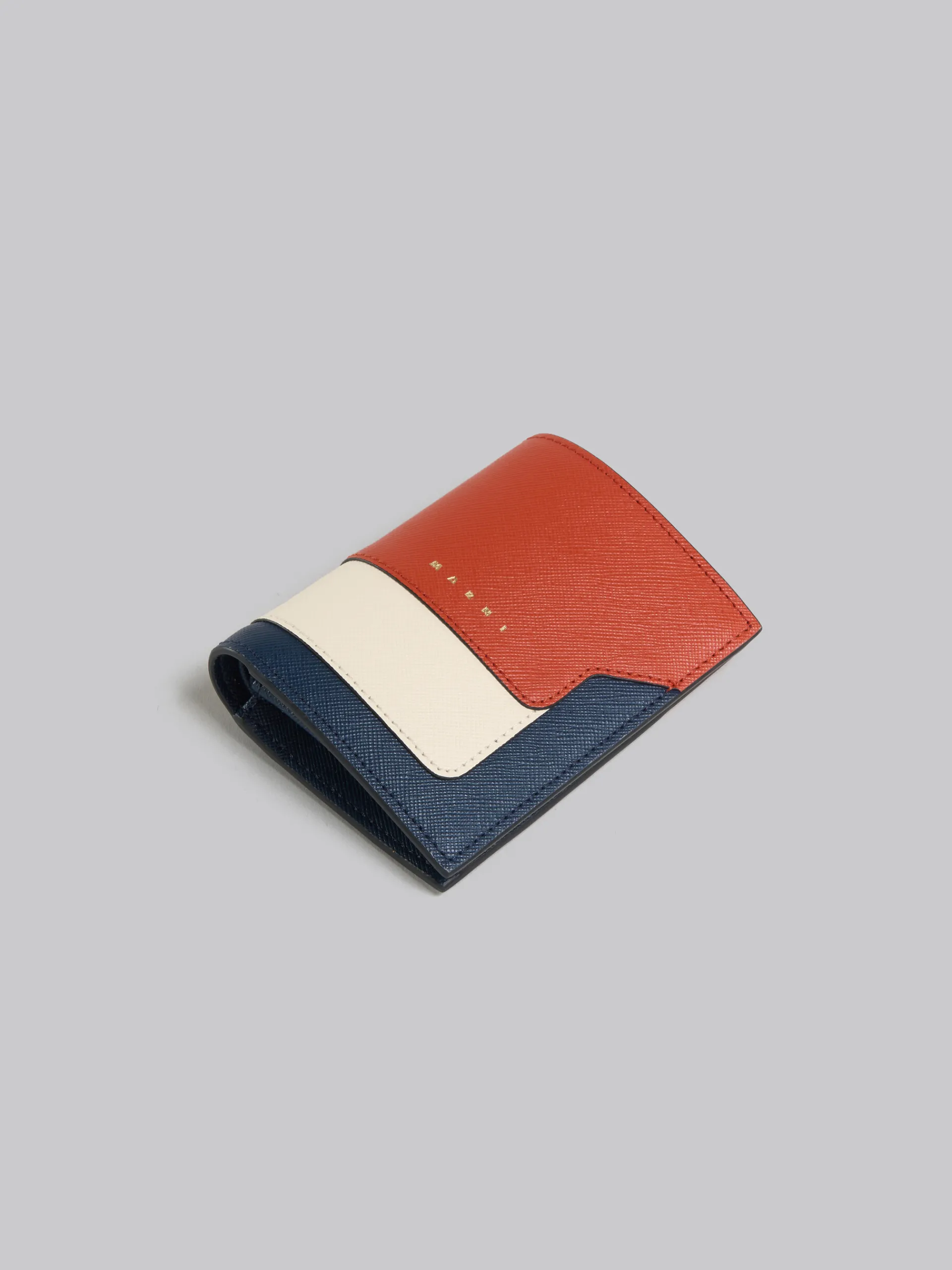 Wallets & Small Leather Goods>Marni Orange Cream And Deep Blue Saffiano Leather Bi-fold Wallet BRICK/TALC/NIGHT BLUE