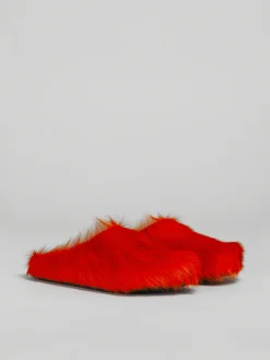Fussbett Sabot>Marni Long Hair Calfskin Fussbett Sabot ORANGE