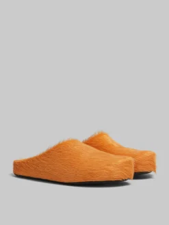 Fussbett Sabot>Marni Orange Long-hair Calfskin Fussbett Sabot PUMPKIN