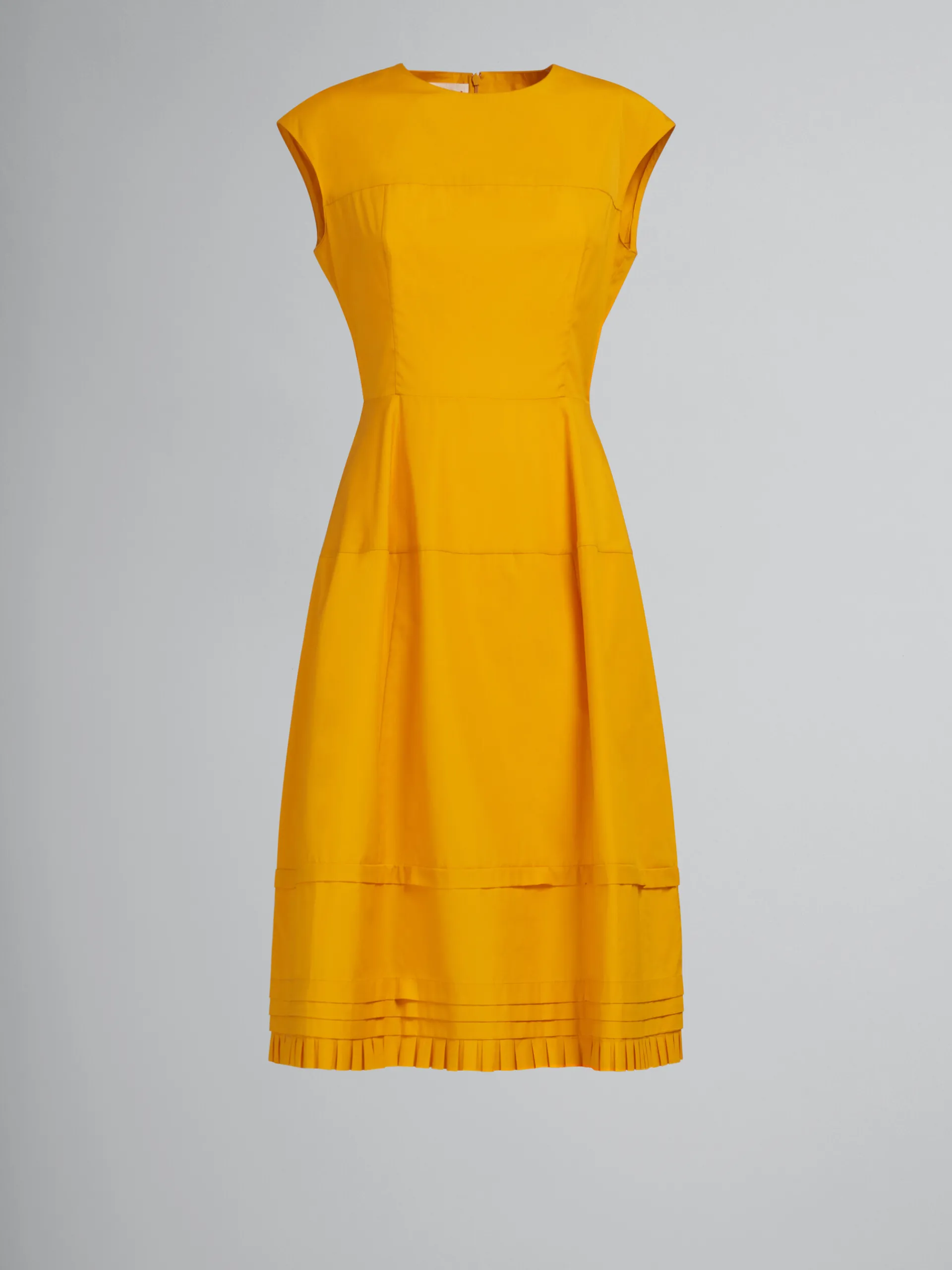 Dresses>Marni Orange Organic Poplin Midi Dress With Mini Pleats LIGHTORANGE
