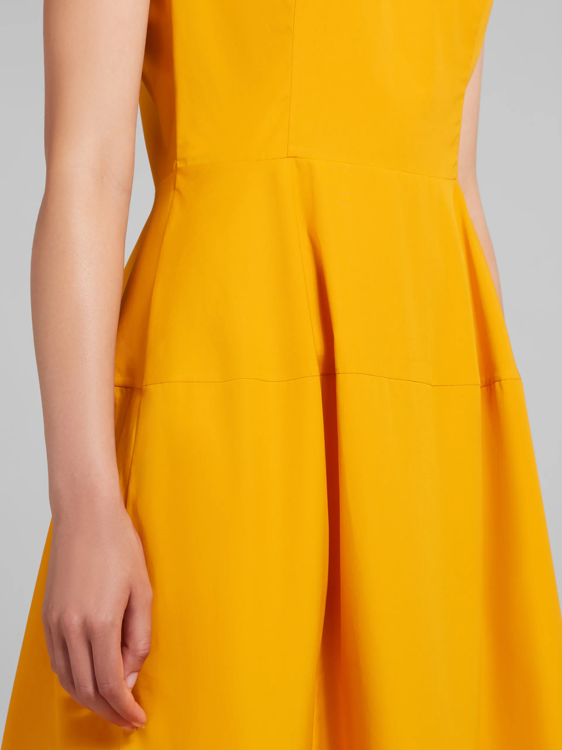 Dresses>Marni Orange Organic Poplin Midi Dress With Mini Pleats LIGHTORANGE