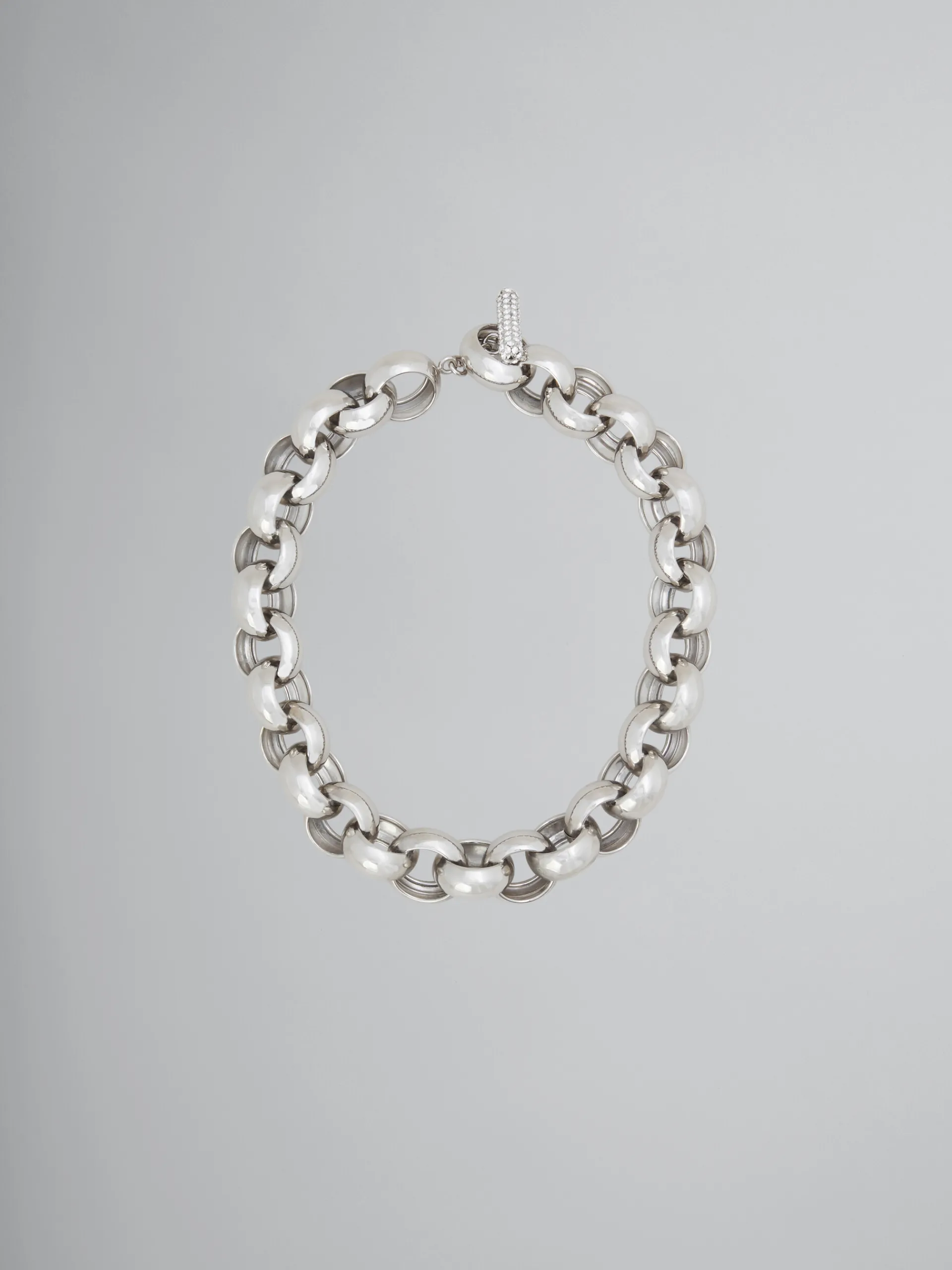 Necklaces>Marni Ring Choker With Rhinestone Clasp PALLADIUM