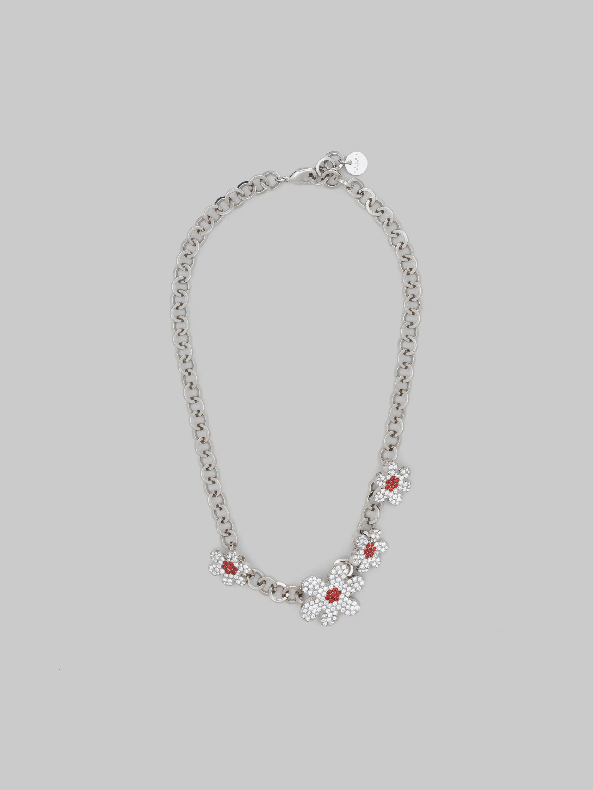 Necklaces>Marni Palladium Round Link Chain Necklace With Daisy Charms GLASS