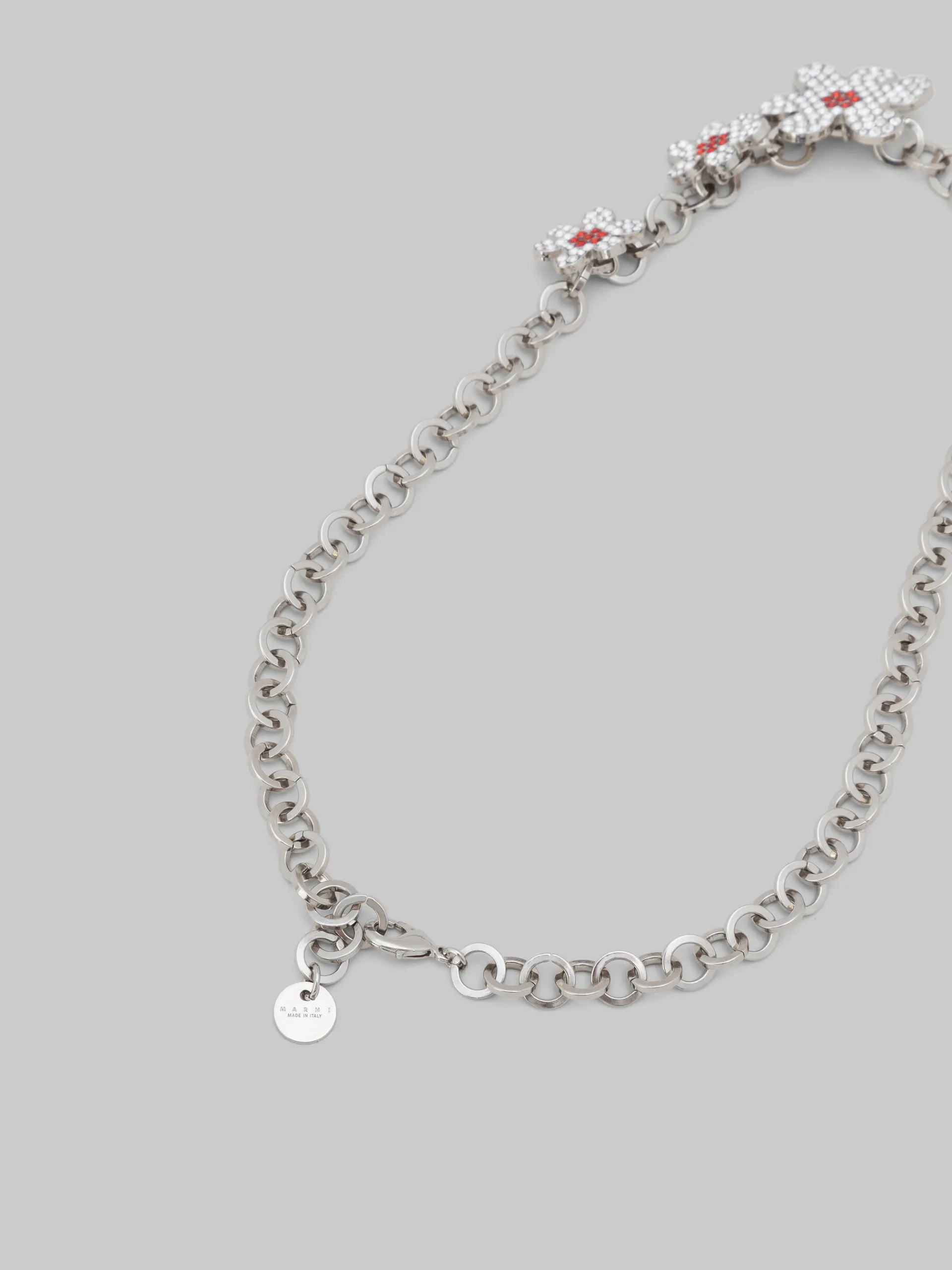 Necklaces>Marni Palladium Round Link Chain Necklace With Daisy Charms GLASS