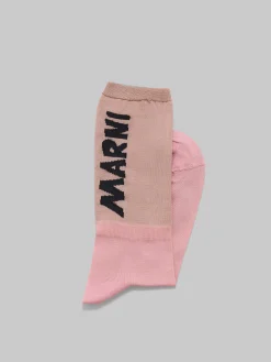 Socks>Marni Pink And Beige Socks With Logo PALEPEACH
