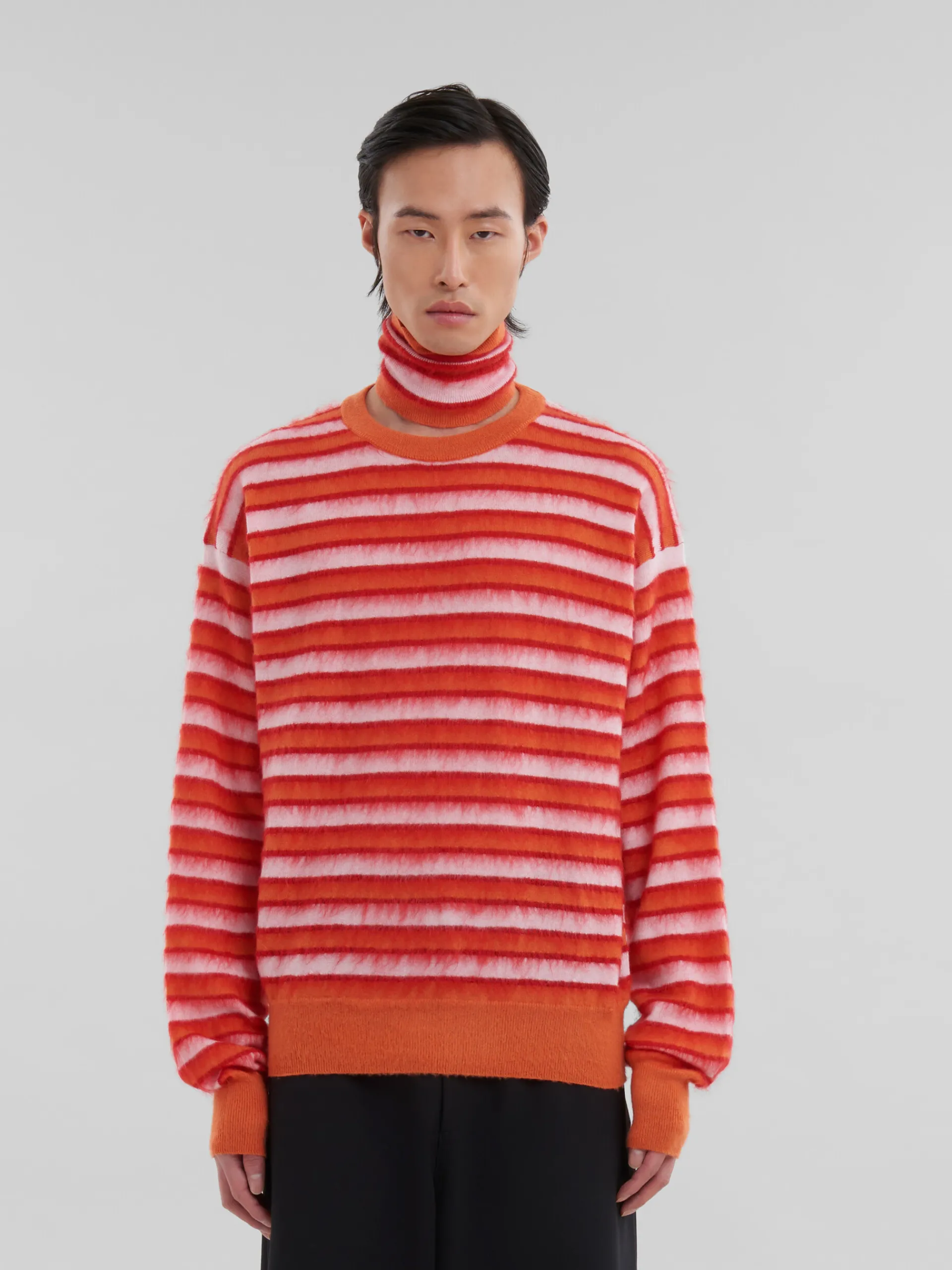 Knitwear>Marni Pink And Orange Striped Wool-mohair Jumper ARABESQUE/ARABESQUE