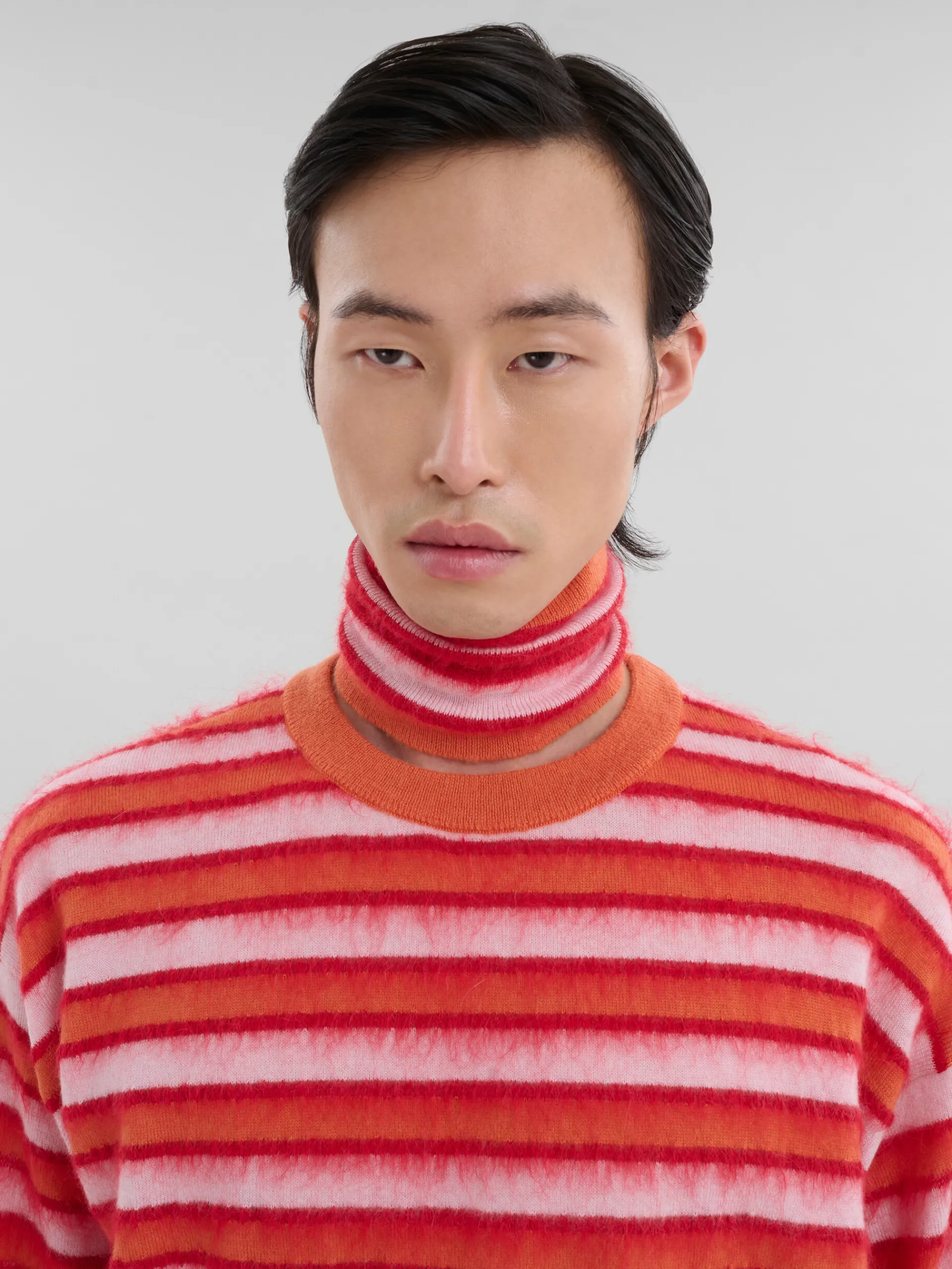 Knitwear>Marni Pink And Orange Striped Wool-mohair Jumper ARABESQUE/ARABESQUE