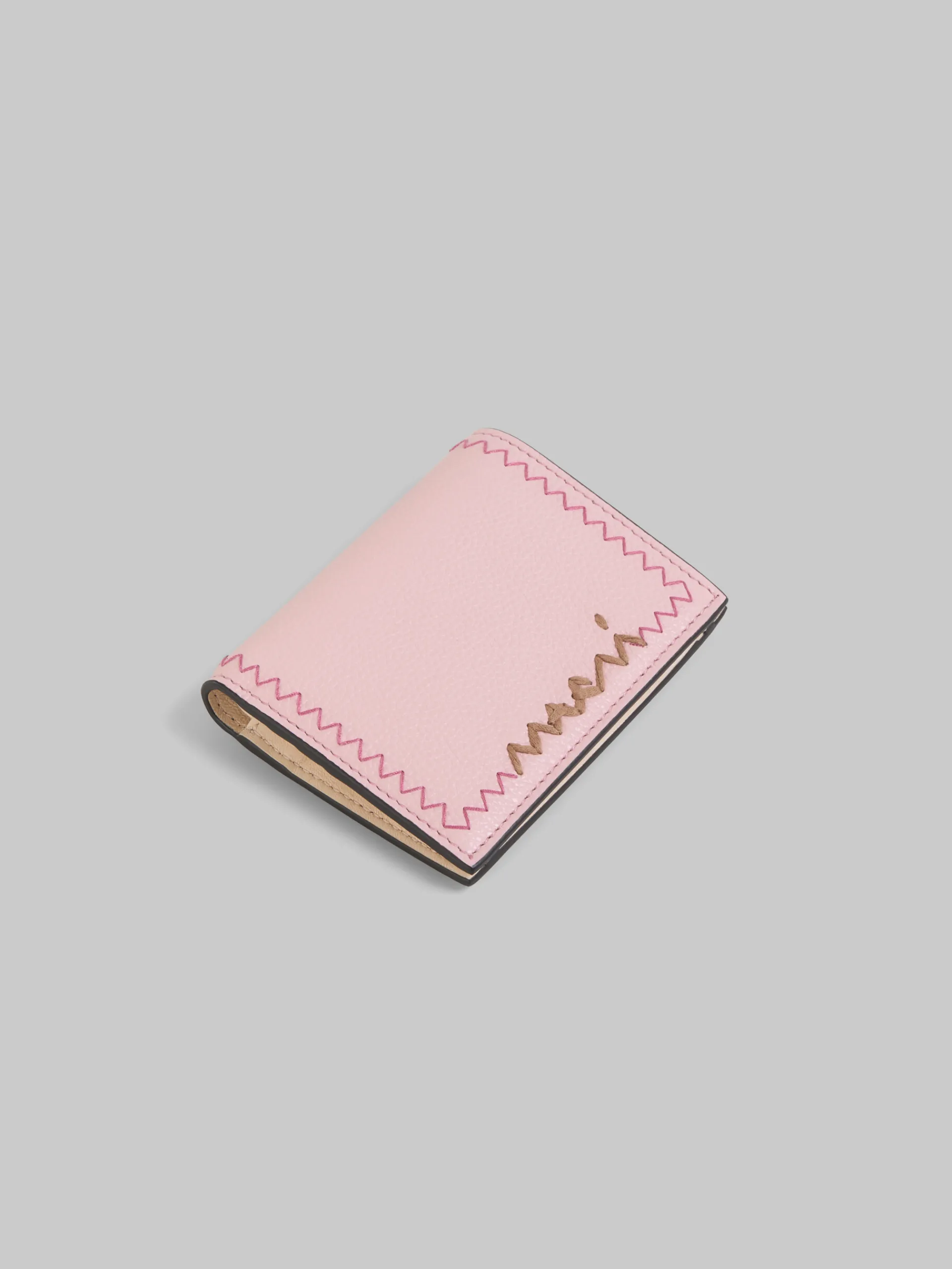 Wallets & Small Leather Goods>Marni Pink Bi-fold Wallet With Mending Embroidery ANTIQUEROSE