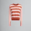 Knitwear>Marni Pink Contrast-stripe Light Cotton Crew-neck AZALEA