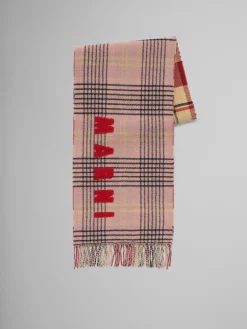 Scarves>Marni Pink Double Check Wool Scarf ANTIQUEROSE