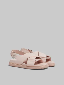 Slides & Sandals | Fussbett>Marni Pink Leather Fussbett CHAMPAGNE