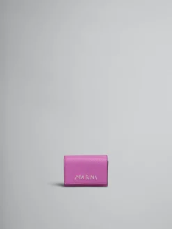 Wallets & Small Leather Goods>Marni Pink Leather Trifold Wallet With Mending CASSIS
