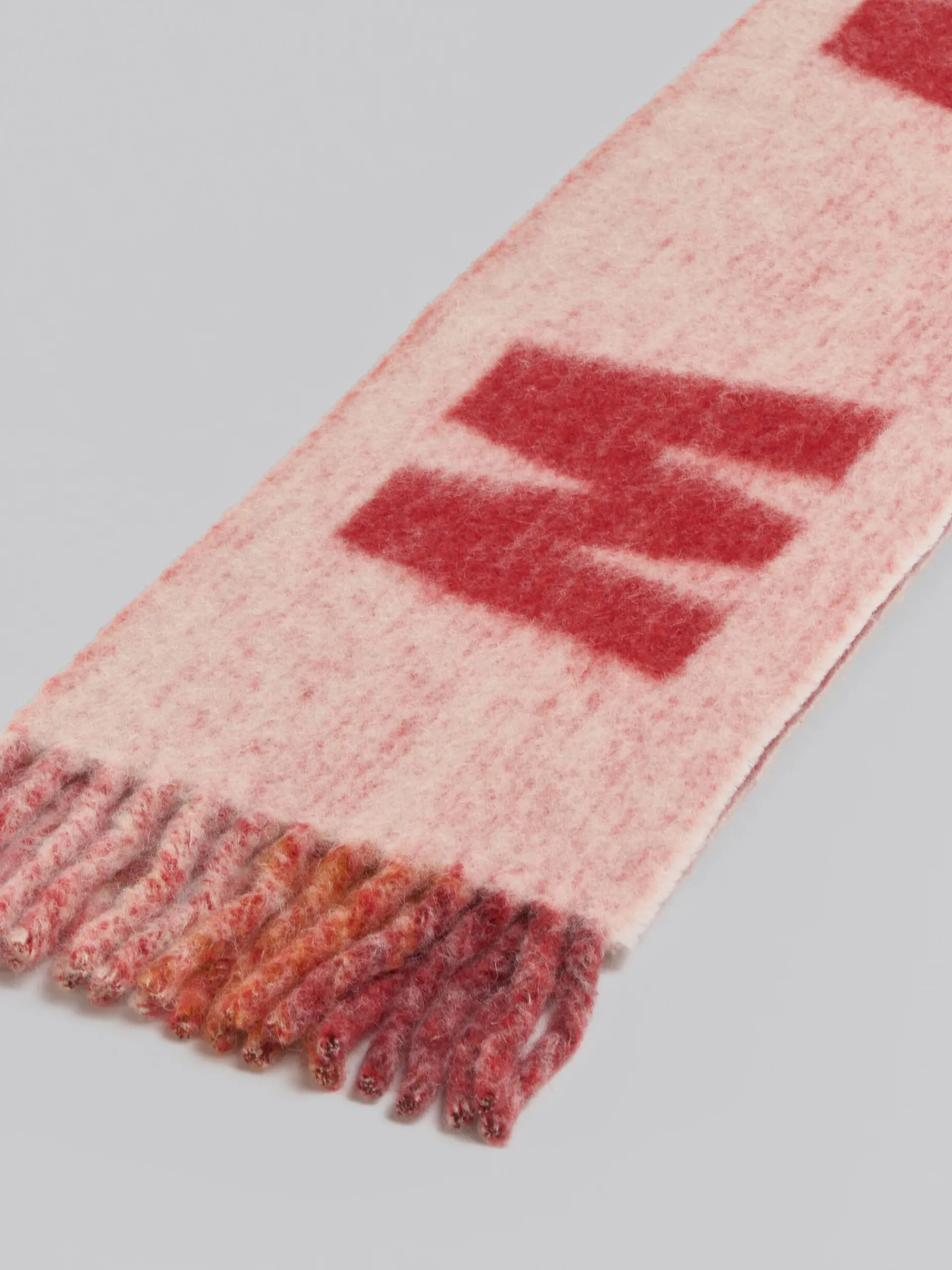 Scarves>Marni Pink Mohair And Wool Scarf With Maxi Logo ROSE