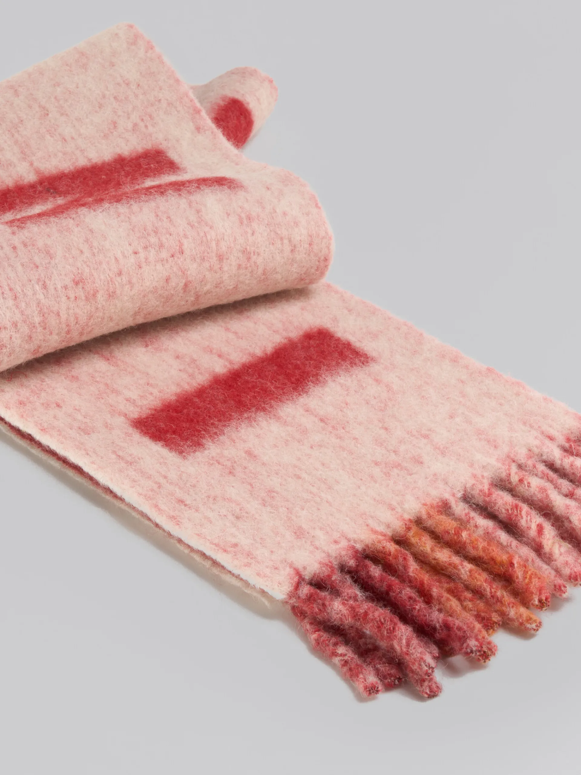 Scarves>Marni Pink Mohair And Wool Scarf With Maxi Logo ROSE