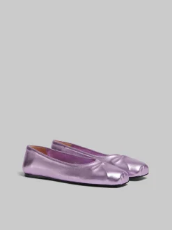Flats>Marni Nappa Leather Seamless Little Bow Ballet Flat PINK