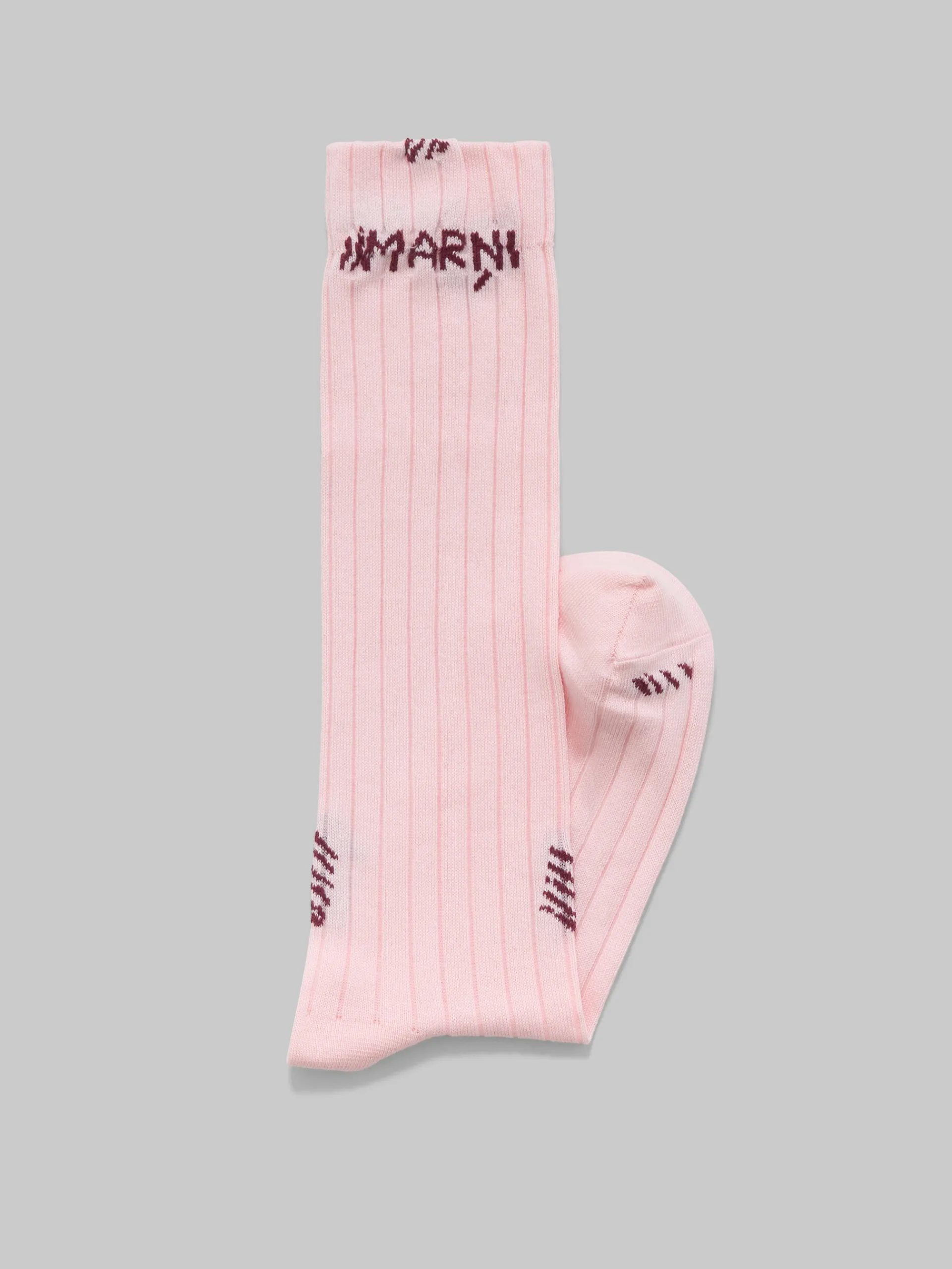 Socks>Marni Pink Ribbed Cotton Socks With Mending PEONY
