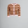 Knitwear>Marni Pink Striped Wool-mohair Cardigan PINKGUMMY