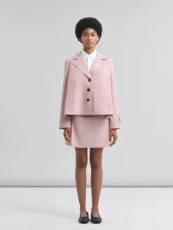 Matching Sets | Coats & Jackets>Marni Pink Virgin Wool A-line Jacket ANTIQUEROSE