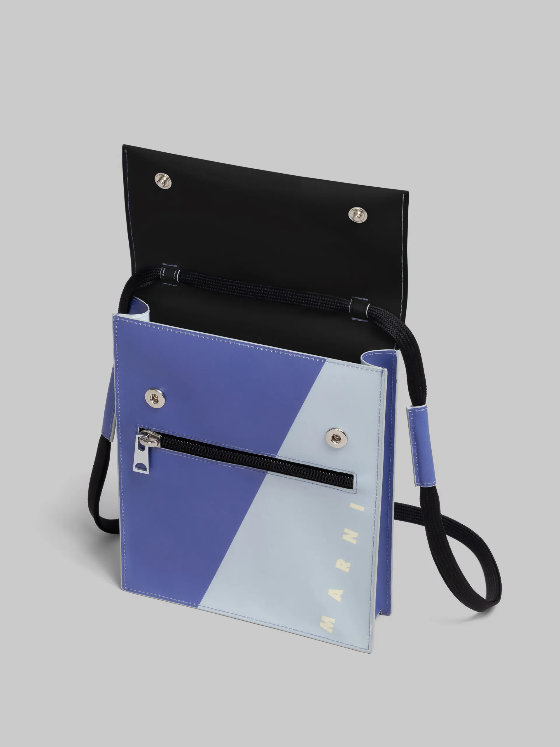 Crossbody Bags>Marni Purple And Blue Tribeca Pouch With Shoelace Strap PRUNE VIOLETT/ SODIUM