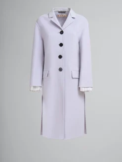 Coats & Jackets>Marni Purple Felt Coat With Waist Belt SODIUM