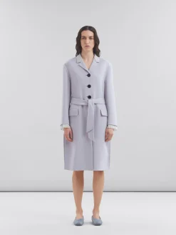 Coats & Jackets>Marni Purple Felt Coat With Waist Belt SODIUM