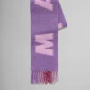 Scarves>Marni Purple Mohair And Wool Scarf With Maxi Logo PRUNEVIOLET