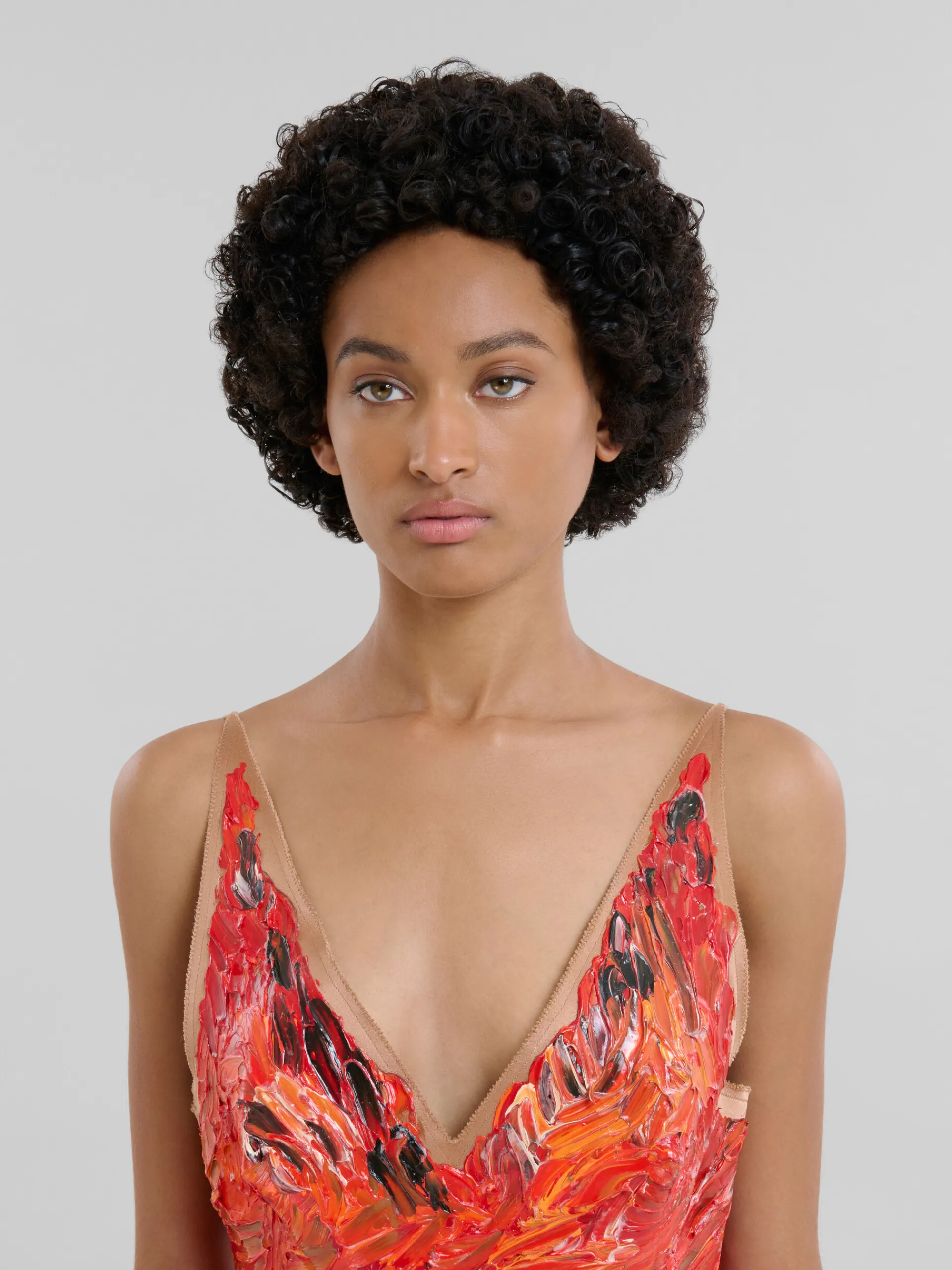 Dresses>Marni Red Hand-painted Duchesse Corset Dress POPPY RED