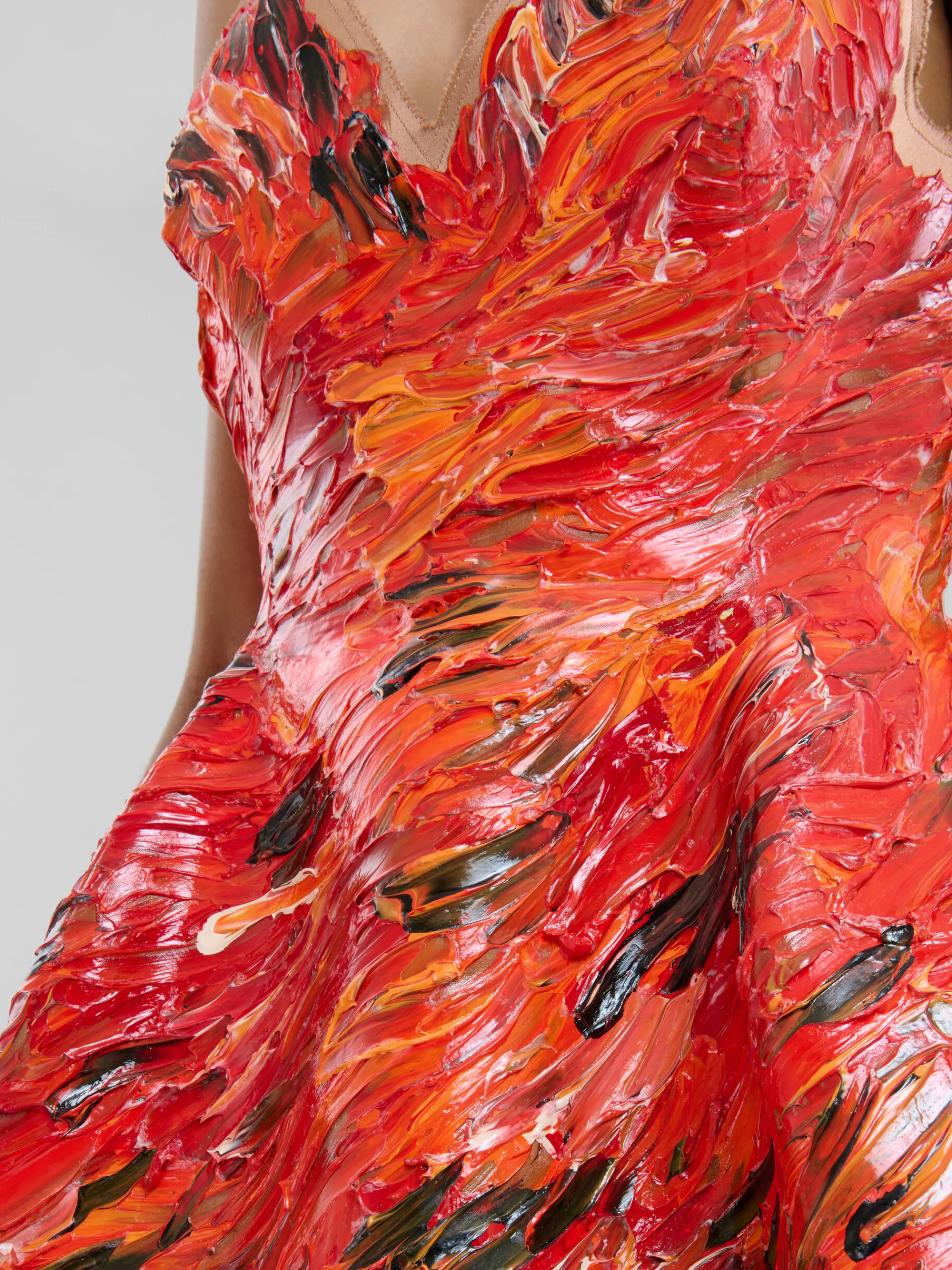 Dresses>Marni Red Hand-painted Duchesse Corset Dress POPPY RED