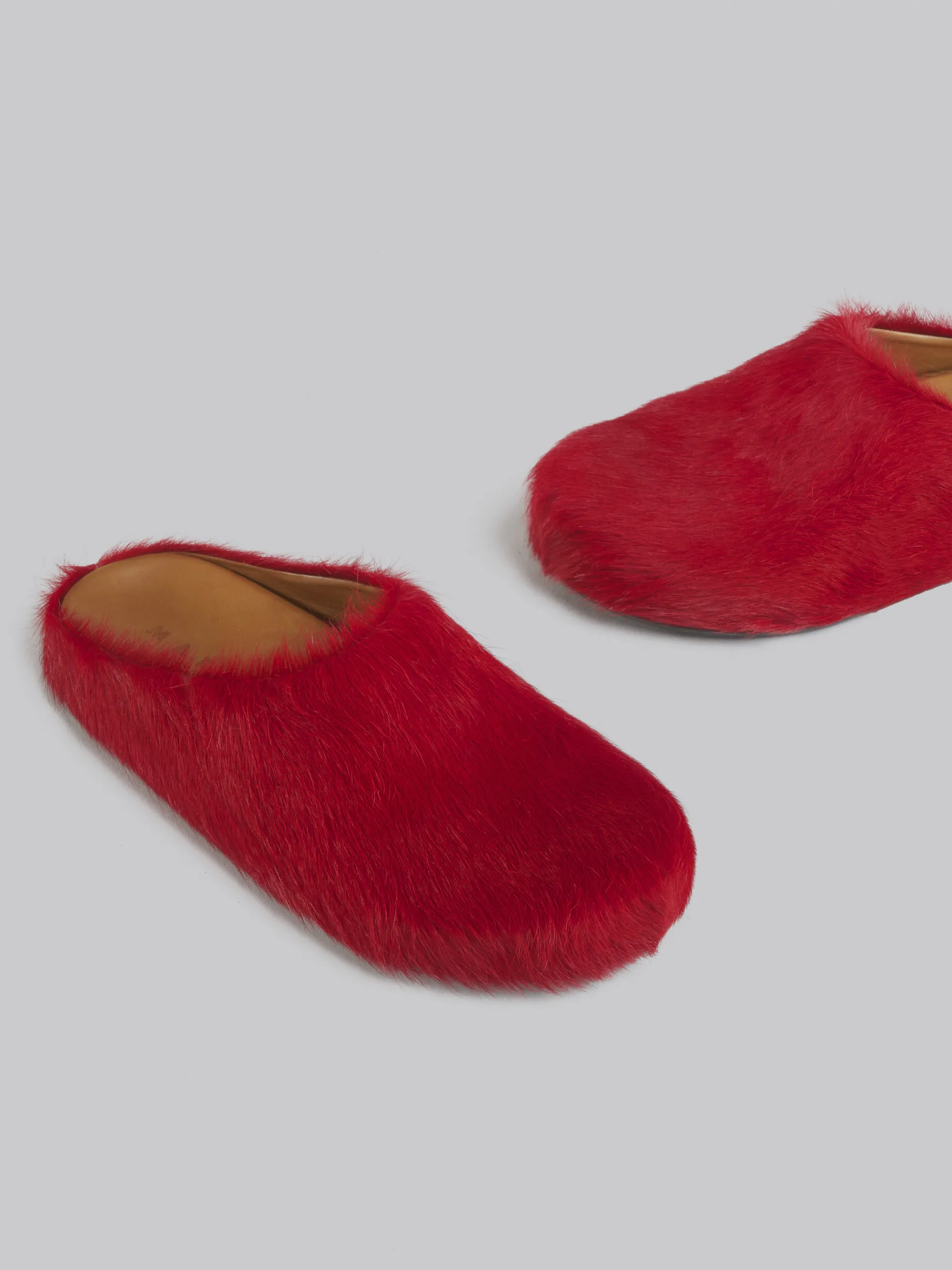 Fussbett Sabot>Marni Long Hair Calfskin Fussbett Sabot RED