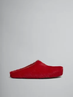 Flats | Fussbett>Marni Long-hair Calfskin Fussbett Sabot RED